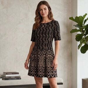 Gabby Skye Danny & Nicole Style Fit & Flair Skater Dress Black Cream Size 6